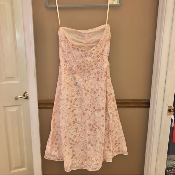 J Crew Strapless Floral ruched midi dress pink size‎ 4 - Picture 2 of 6
